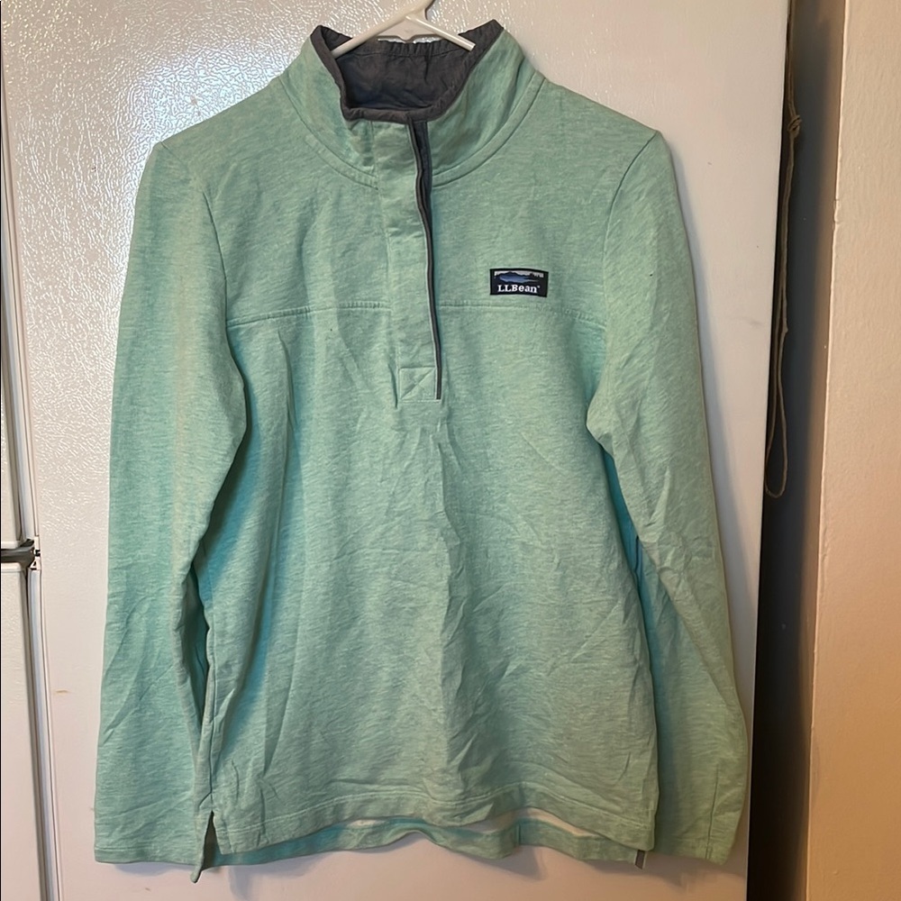 L.L. Bean Mint Green Quarter-Zip Pullover Sweater